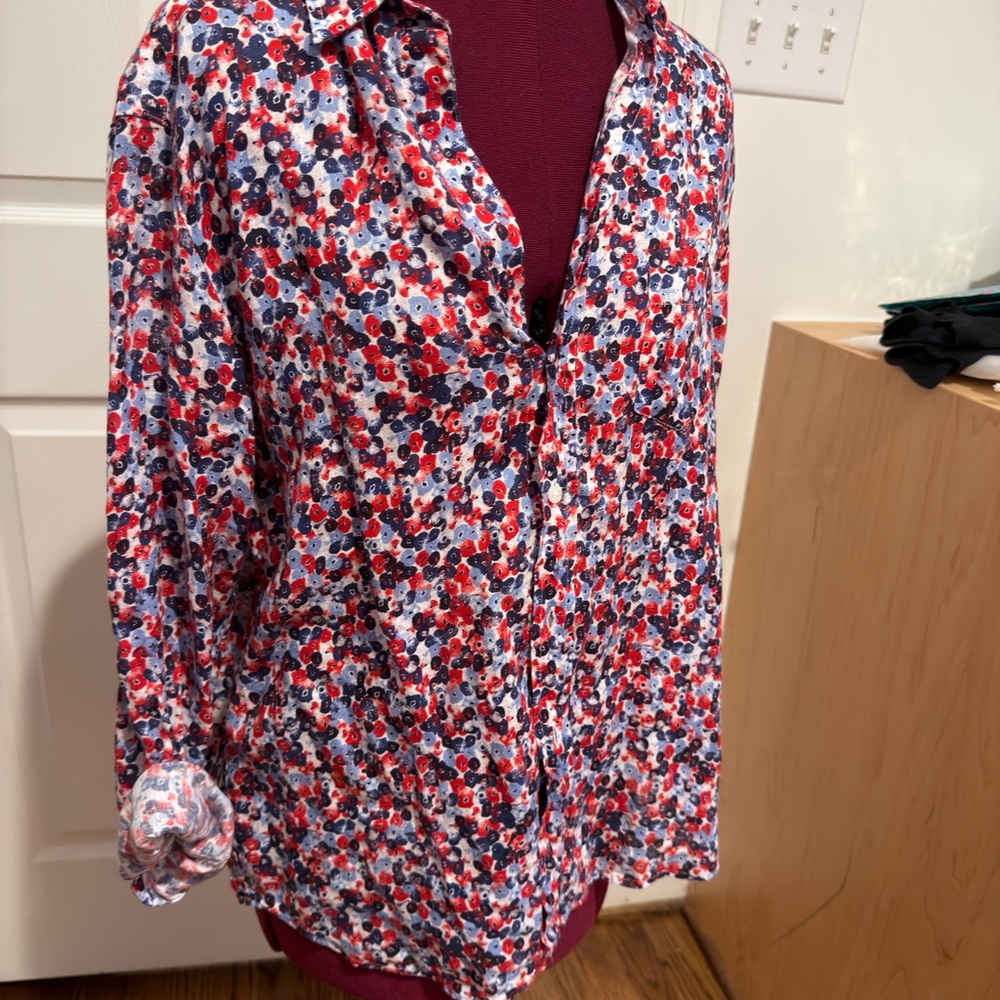 Frank & Eileen Red and Blue Floral Shirt - Picture 2 of 5
